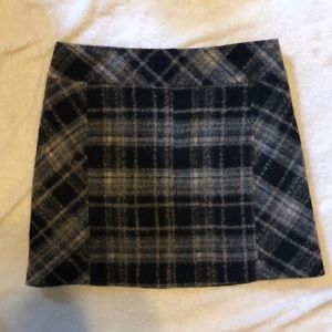 Free People mini skirt black gray wool plaid 6 4